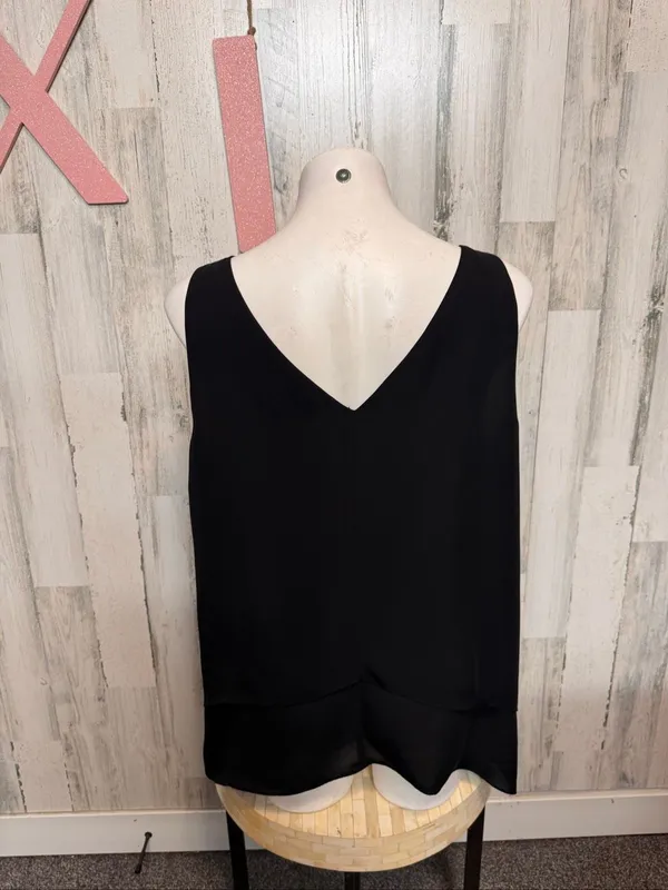 New York & Company Layered Chiffon Tank Top Womens XL Black Studded Blouse - Image 2