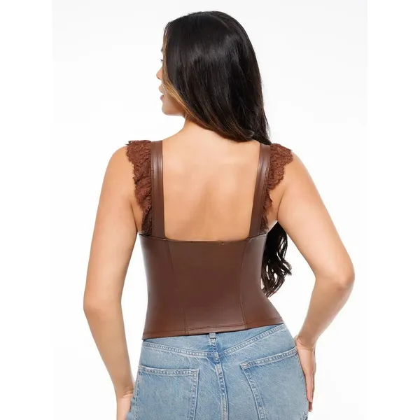 Popilush Lace Trim Sculpting Camisole Top in brown WOMENS SMALL - Image 4