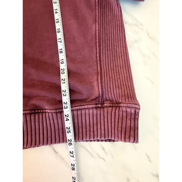 Aerie Women Oversized‎ Ribbed Side Panel Crewneck Sweatshirt Burgundy XS - Image 9