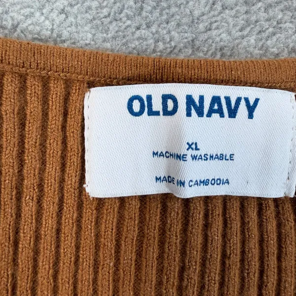 Old Navy Women's XL Brown Ribbed Knit Sweetheart Neckline Long Sleeve Sweater - Image 5