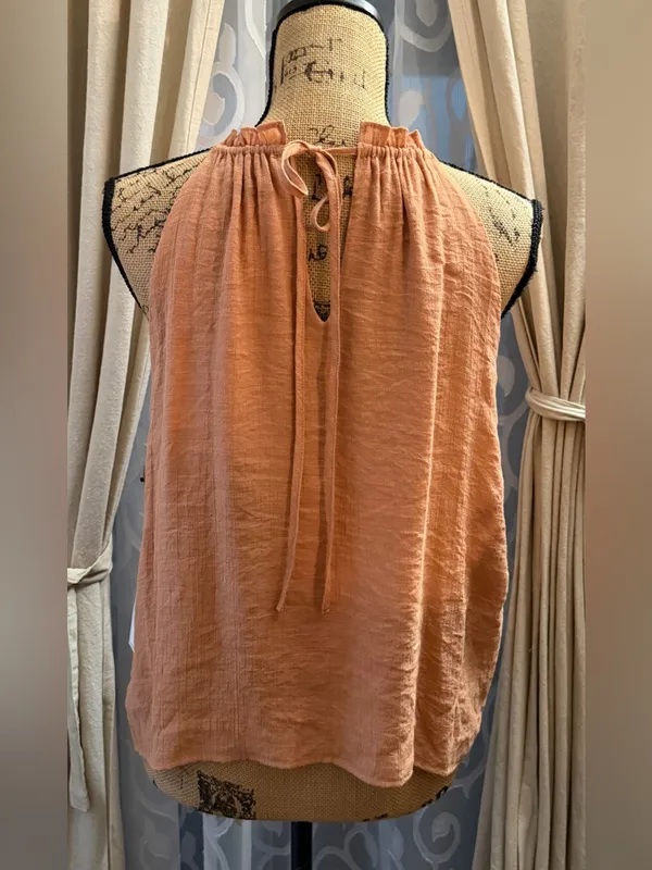 1.State Women's Ruffle Trim Halter Top B4HP $59 NWT Orange Size M - Image 3