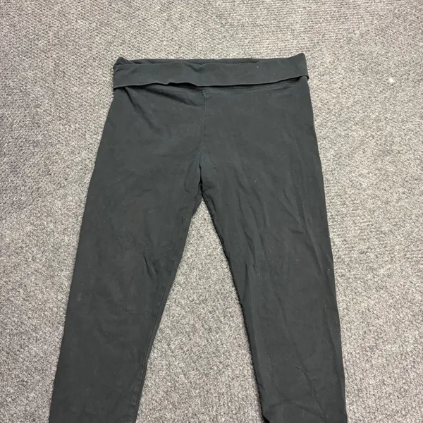Victorias Secret Black Love Rhinestone Foldover Waist Cropped Leggings L 330785 - Image 2
