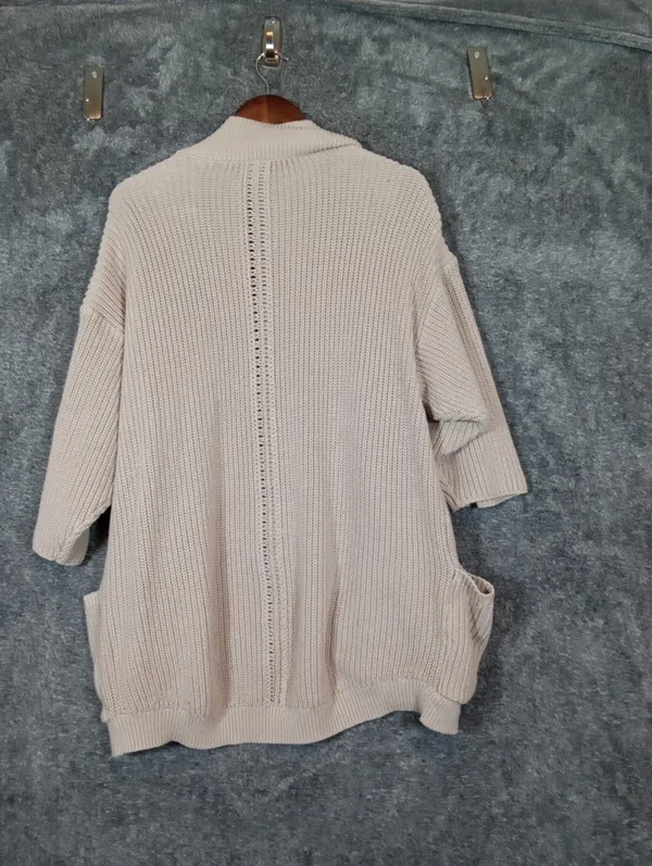 Pact Organic Cotton Chunky Open Front Cardigan Neutral Minimalist Cozy Womens Xs - Image 5