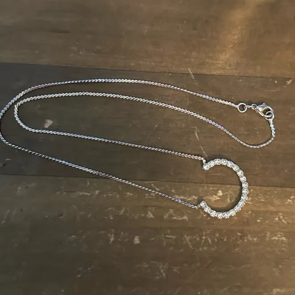 Silver tone rhinestone horseshoe necklace - Image 2