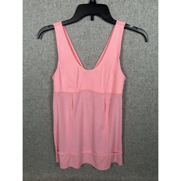 Lululemon Hustle and Bustle Tank Top Womens‎ Size 4 Pink Stripe V-Neck Workout - Image 3