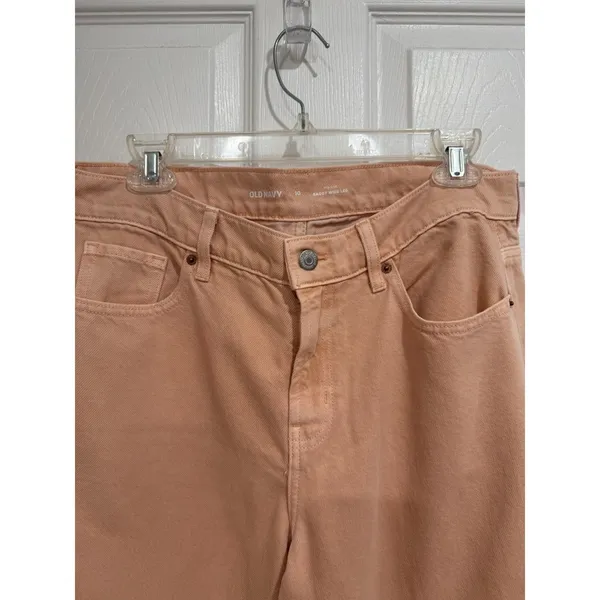 Old Navy‎ Mid-Rise Baggy Wide Leg Jeans Peach Orange Denim Pants Size 10 - Image 5