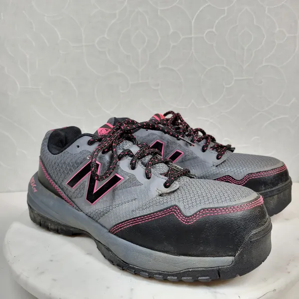 New Balance RevLite Shoes 8 Gray Pink Composite Toe Slip Fuel Resistant 589V1 - Image 4