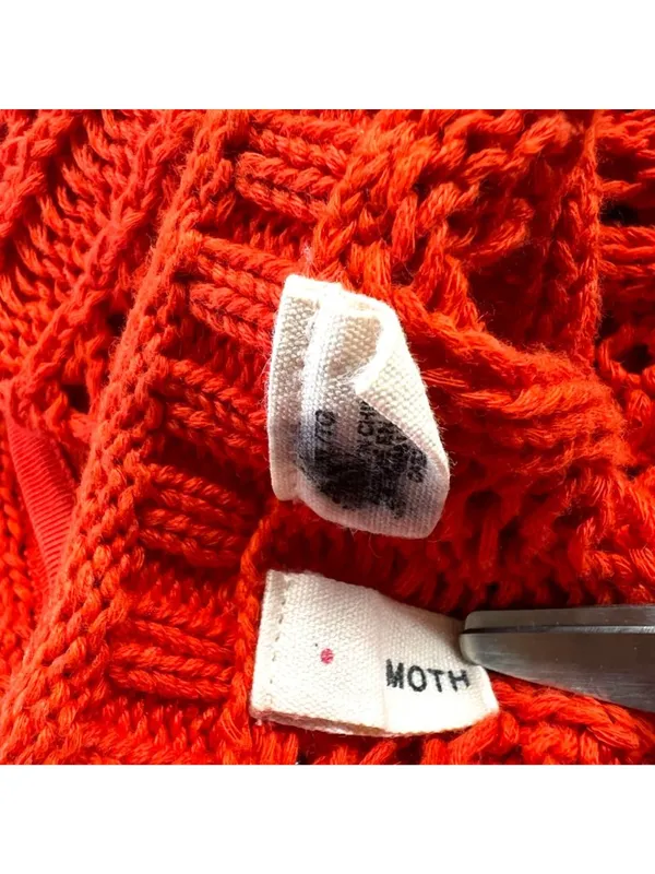Anthropologie Moth Open Knit Zipper Back Sweater Orange Size XL - Image 7