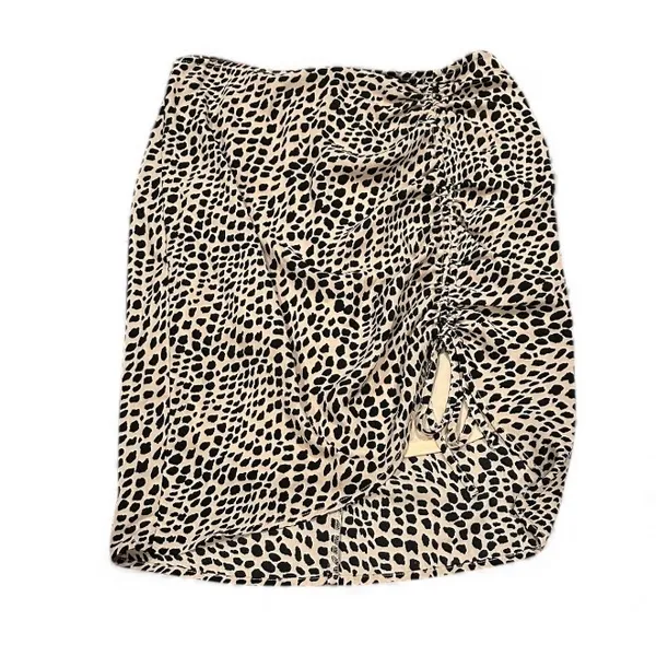 Anthropologie ANTHRO SADIE & SADE Leopard Animal Print Side Ruched Skirt Size M - Image 2