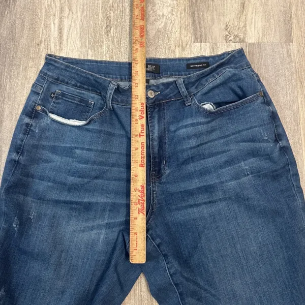Judy Blue Boyfriend Fit Jeans Women Size 18W Medium Wash Distressed Raw Hem - Image 6