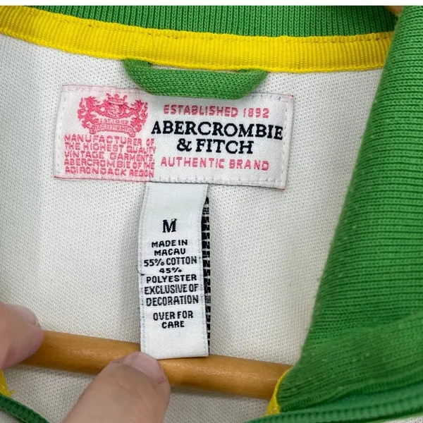 Abercrombie & Fitch White Green Tennis Swimming Club Zip Up Jacket‎ Size M Y2K - Image 4