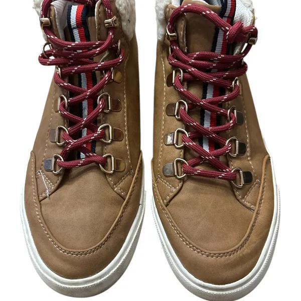 Tommy Hilfiger Jael Brown Shearling Trim High-Top Lace-Up Sneakers - Image 3
