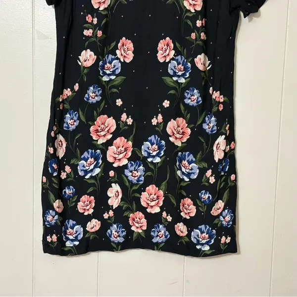 Abercrombie & Fitch Black Floral Mini Dress S Short Sleeve A-Line Cottagecore - Image 4