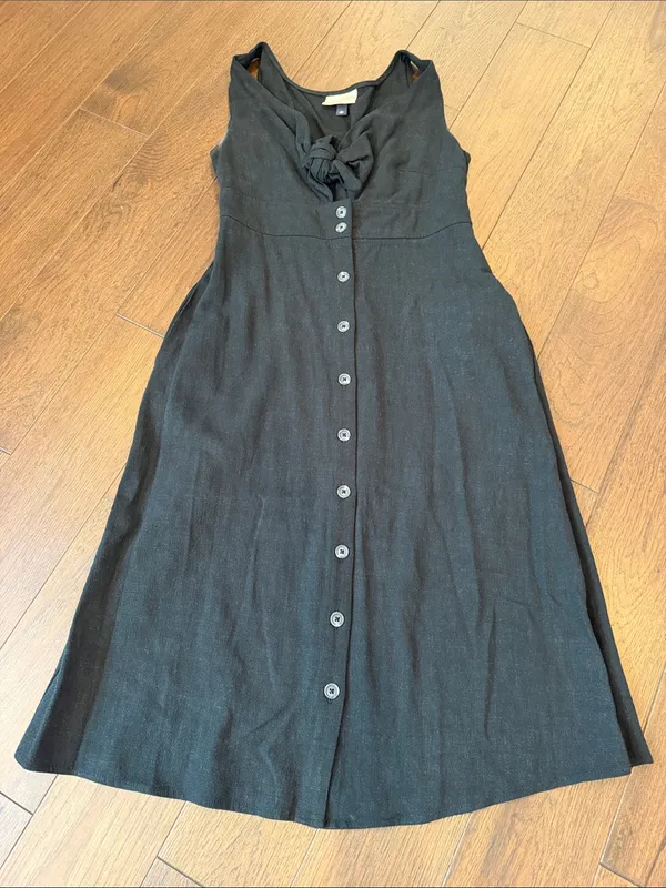 Universal Thread Black Midi Button-Front Tie-Neck Dress Size XS - C26-033 - Image 5