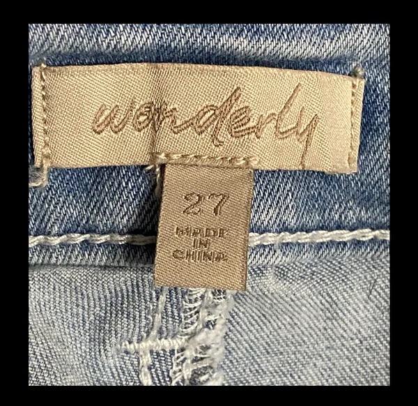 Wonderly Urban Cowboy Light Wash High Rise Boot Cut Jeans With Tie Closure. gently warn& are in excellent condition. measurements approximately 13” waste x 10” rise x 42” long. Non smoking home. priced to sell at as is condition. Don’t like my price, make reasonable offer! And thank you for checking my closet. - Image 5