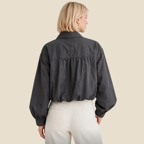 Future Collective Jenny K Lopez Nylon Bomber Utility Cargo Jacket Dark Grey M - Image 2