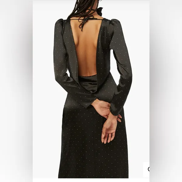 We Wore What Cowl Black Maxi Dress Polka Dot Size 4 NWT Gown - Image 3