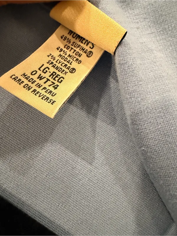 L.L.Bean Size L Blue Open Front Cardigan Supima Cotton Pima Knit Long Sleeve Top - Image 10