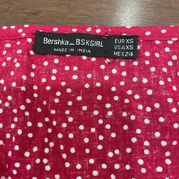 Bershka BSK GIRL Red Polka Dot Button Front Top - Image 3