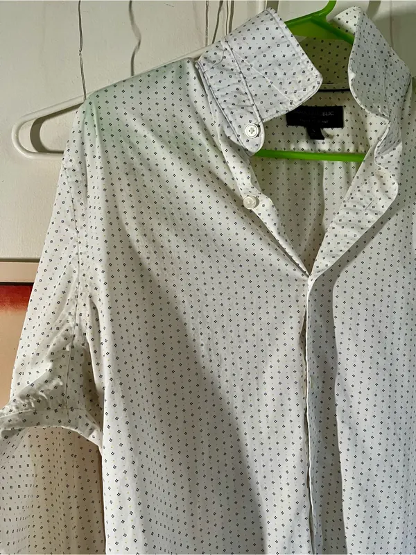 Banana Republic White Shirt with Navy Dot Print - Image 9