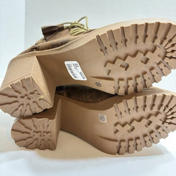 Comfort Boots Est 1946 Womens Sz 9.5 Brown Ankle Floral Print Lace Up Tassel - Image 14