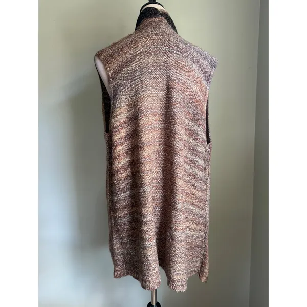 Chicos Randall Vest Sweater Sleeveless boho Brown whimsi retro Knit cottage‎ L - Image 5