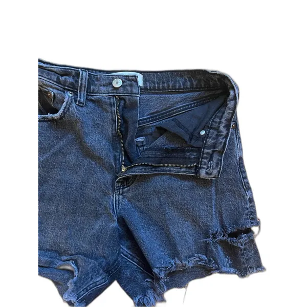Abercrombie & Fitch The Dad Short Washed Black Distressed High-Rise Denim Jorts - Image 3