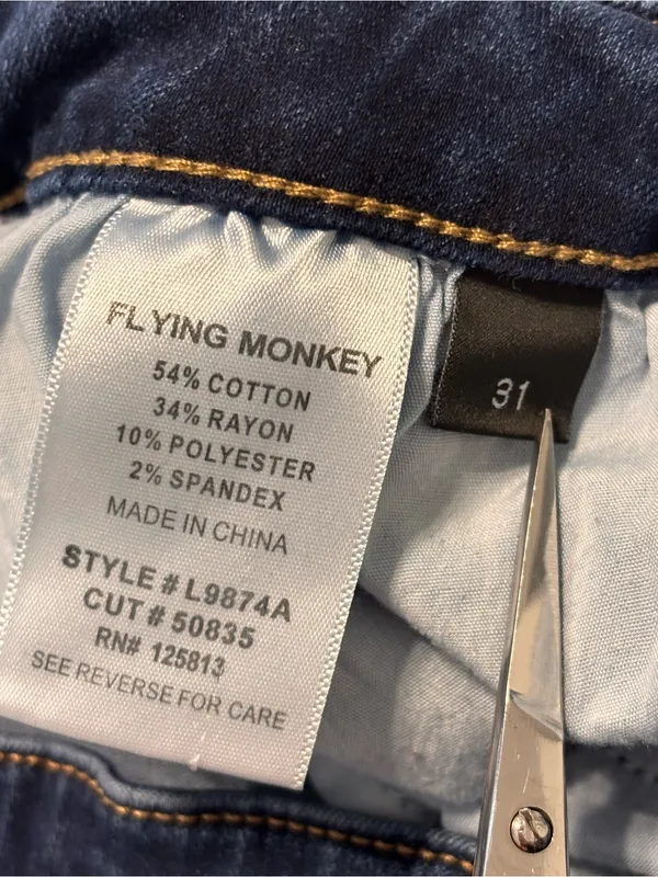 Flying Monkey womens size 31 stretch denim blue jeans skinny - Image 5