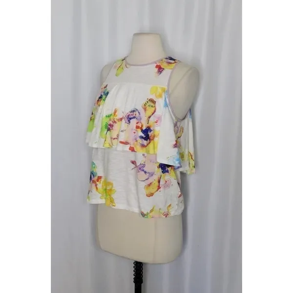 NWT!! Anthropologie MEADOW RUE Cantara Floral Knit Tiered Tank Top X-Small - Image 6