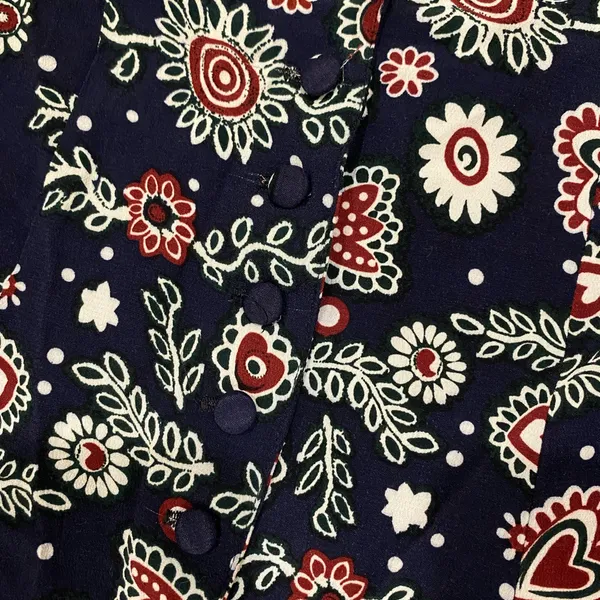Vintage Y2k 90s mini skirt boho floral hearts button front high waisted small - Image 6