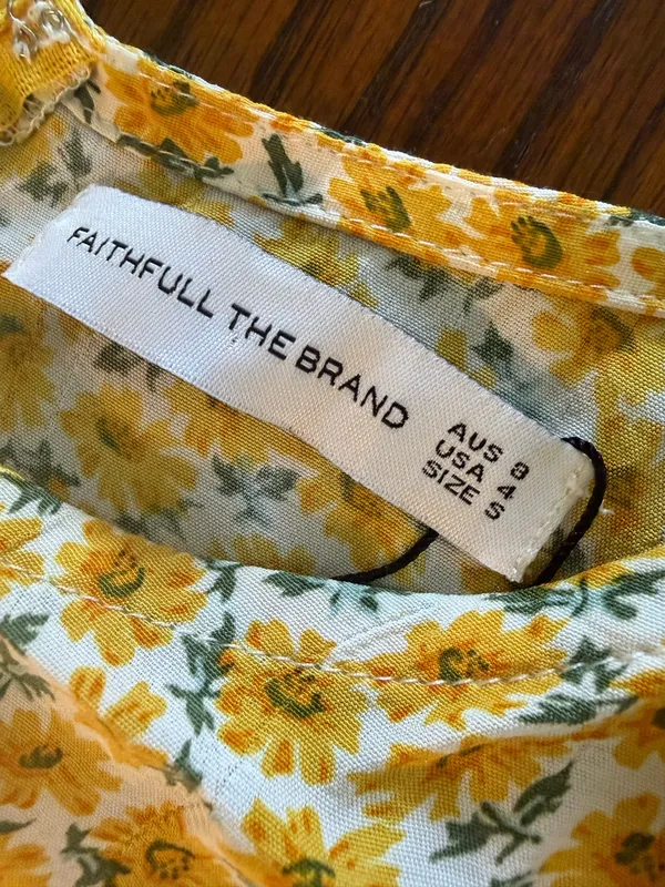 NWT Faithfull the Brand Florence Yellow Floral Mini Dress US 4 - Image 3