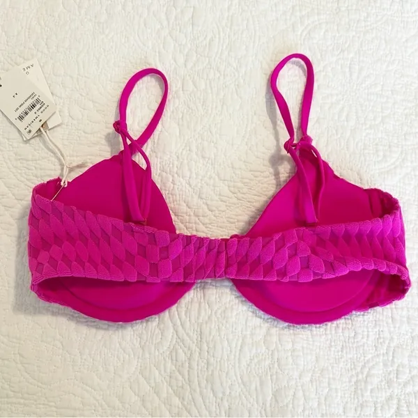 NWT Good American Pink Jacquard Bikini Top Demi Cup Size 3 Large L - Image 5