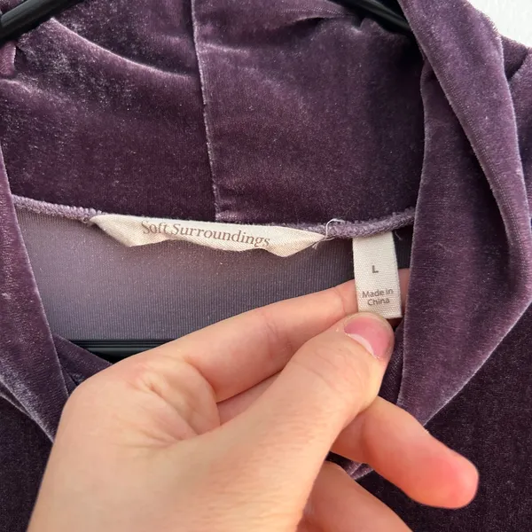 Soft Surroundings Plum Purple Velvet Cowl Neck Maxi Dress Long Sleeve 2EZ97 L - Image 5