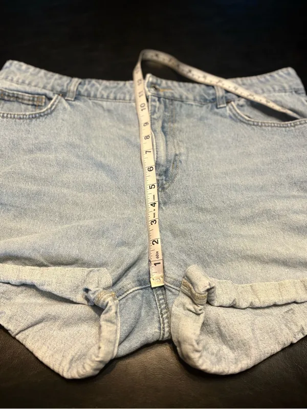 H&M Light Blue High-Rise Denim Jean Shorts size 14 - Image 7
