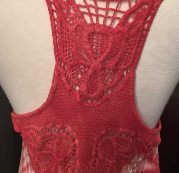 Love Notes Boho Coral Red Tie-Dye Tank Top - Image 3
