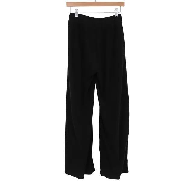 Colsie Lounge Pants Women M Wide Leg Black Fleece Drawstring Pockets Excellent - Image 4