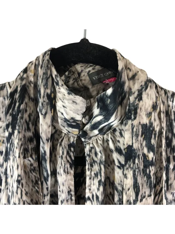 Vince Camuto Sleeveless Tie-Neck High Neck Blouse Animal Print Small - Image 2
