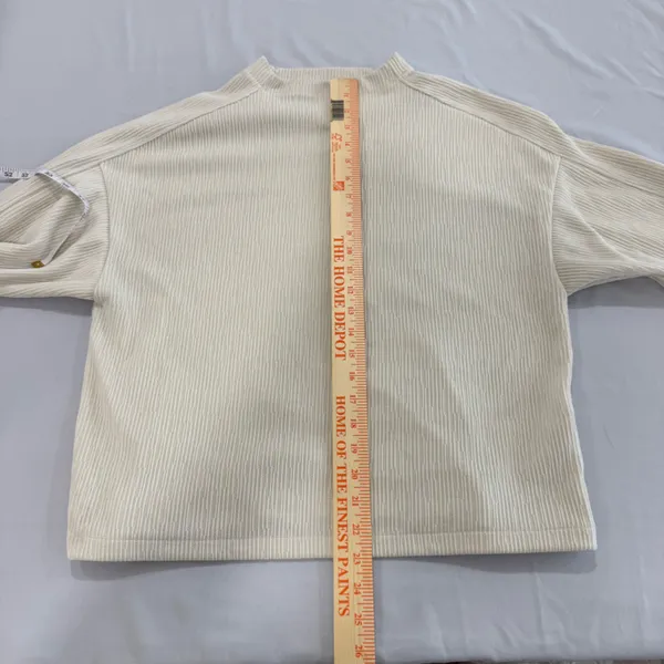 Madewell Striped Jacquard Textured Funnel neck Top‎ Antique Cream Size Medium - Image 5
