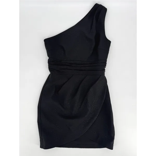NBD Danny Mini Dress Size XS Black One Shoulder Ruched‎ Sheath Cocktail Party - Image 4