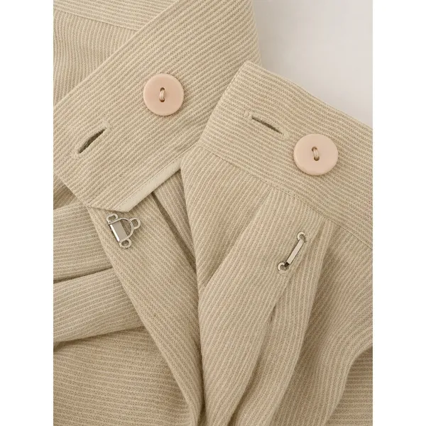 Condor Linen Blend Wide Leg Cropped Pants Beige Button Detail High Rise Size 5/6 - Image 6