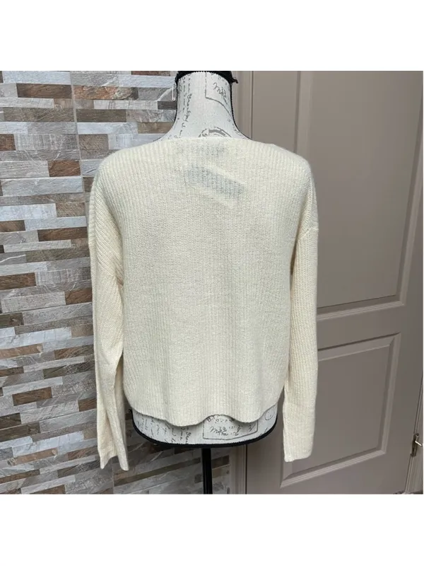360 cashmere yellow/beige light weight knit cashmere pullover sweater Sz XS $334 - Image 4