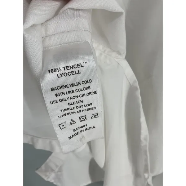 Quince Womens Button Down Shirt White Tencel Lyocell Short Sleeve XS - Image 4