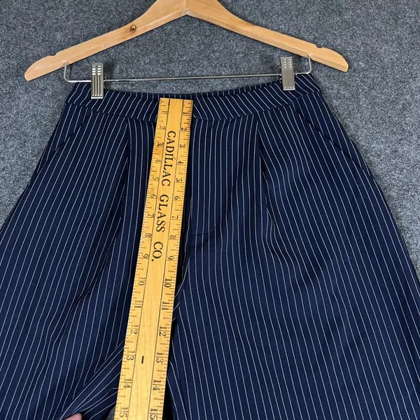 Princess Polly Navy Blue Pinstripe Wide Leg Trousers High Waist Size US 4 - Image 5
