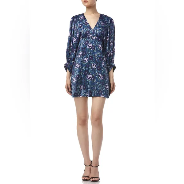 AMUR Steph Mini Dress, Azure Abstract Floral Print, 0 (US) - Image 2