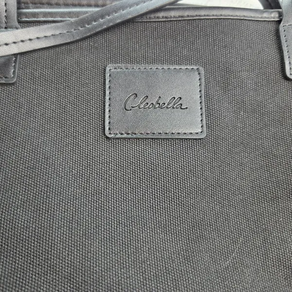 Cleobella Black Canvas Large Zip Top Tote‎ Bag Minimalist Shoulder Bag 20x12 - Image 4