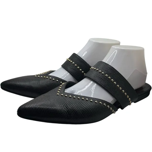 Anine‎ Bing Leather Daphne Black Studded Mules Flats Capsule Luxury Grunge 10 - Image 2