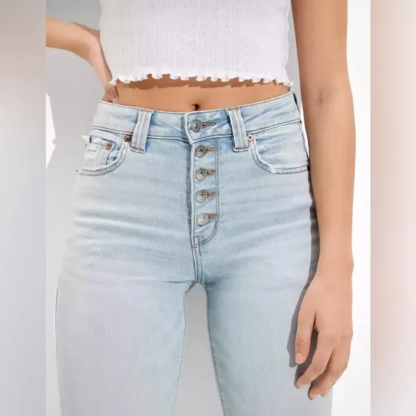 American Eagle Super Hi Rise Flare Jean in Blue Mist Next Level Stretch 18R NWT - Image 5