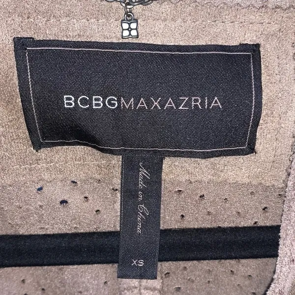 BCBGMAXAZRIA Mocha Faux Suede Zip Jacket‎ XS Asymmetrical Boho - Image 5