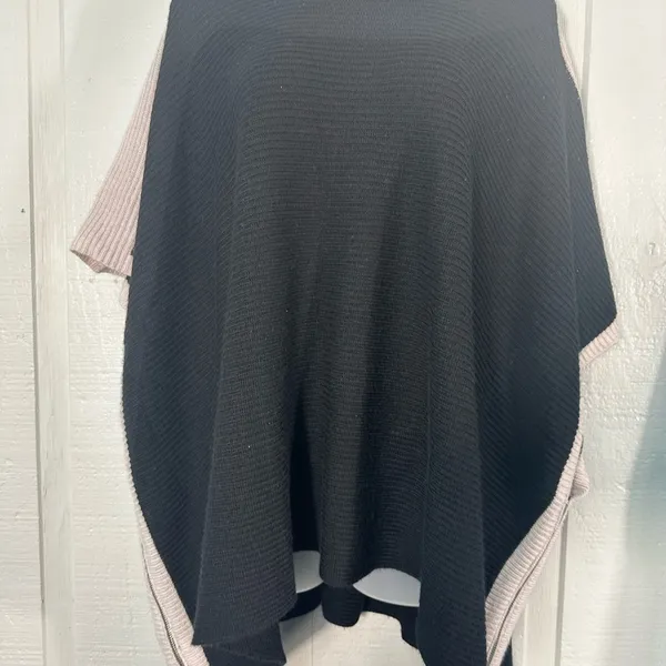 JENNIE LIU Women's Cashmere Blend Rib Knitted Poncho Sweater One Size NW… - Image 3
