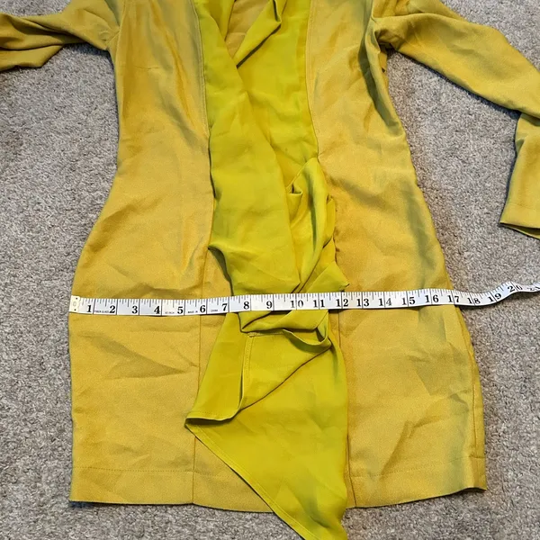 Olive Chiffon‎ Drape Detail Long Sleeve Bodycon Dress size 4 - Image 11